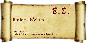 Bader Dóra névjegykártya
